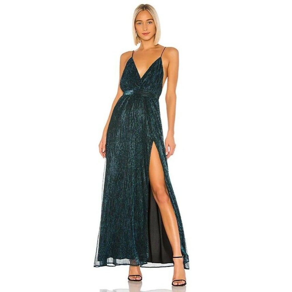 Michael Costello | Harper Gown Blue Long Formal Party XXS